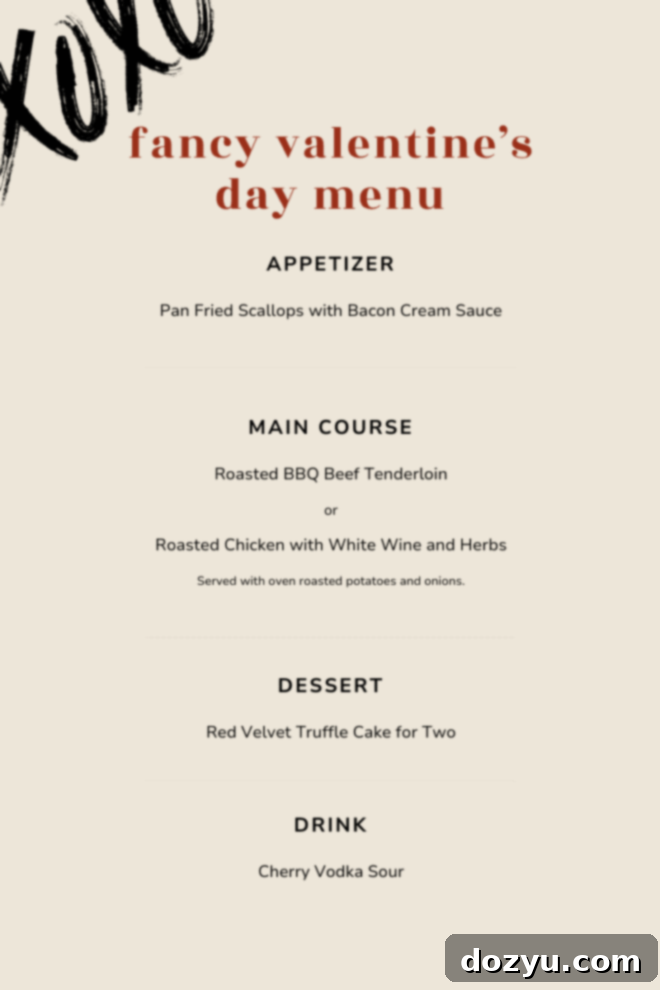 Fancy Valentine's Day menu image, featuring elegant dinner options.