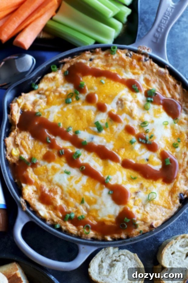 Skillet Fiesta Chicken Dip 3 Close-up of Skillet Southwestern BBQ Chicken Dip