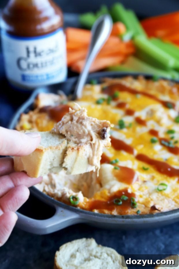 Skillet Fiesta Chicken Dip 4 Skillet Southwestern BBQ Chicken Dip with a spoon