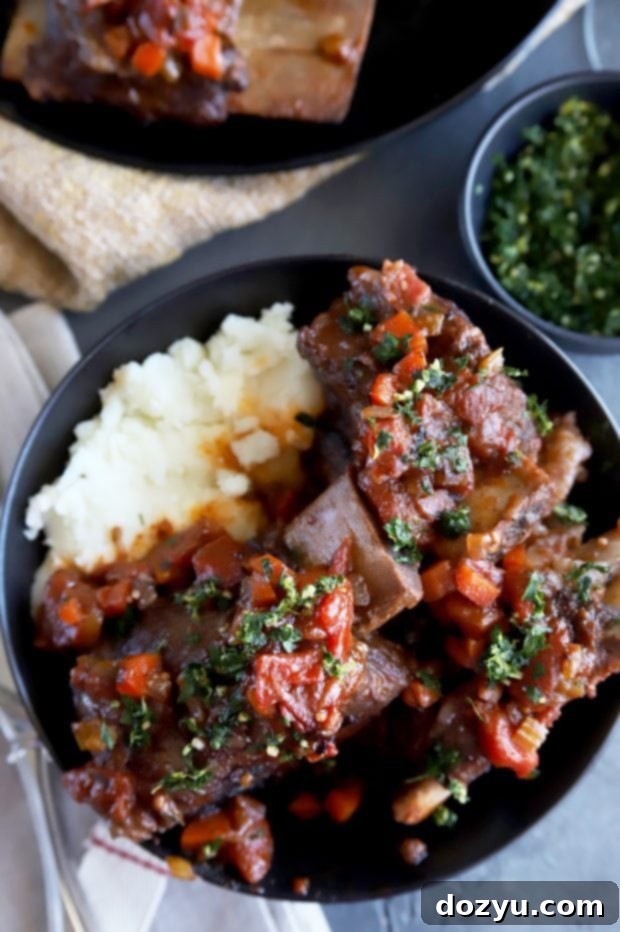 Instant Pot Fall-Off-The-Bone Short Rib Osso Buco 4 Instant Pot Short Rib Osso Buco garnished with fresh herbs