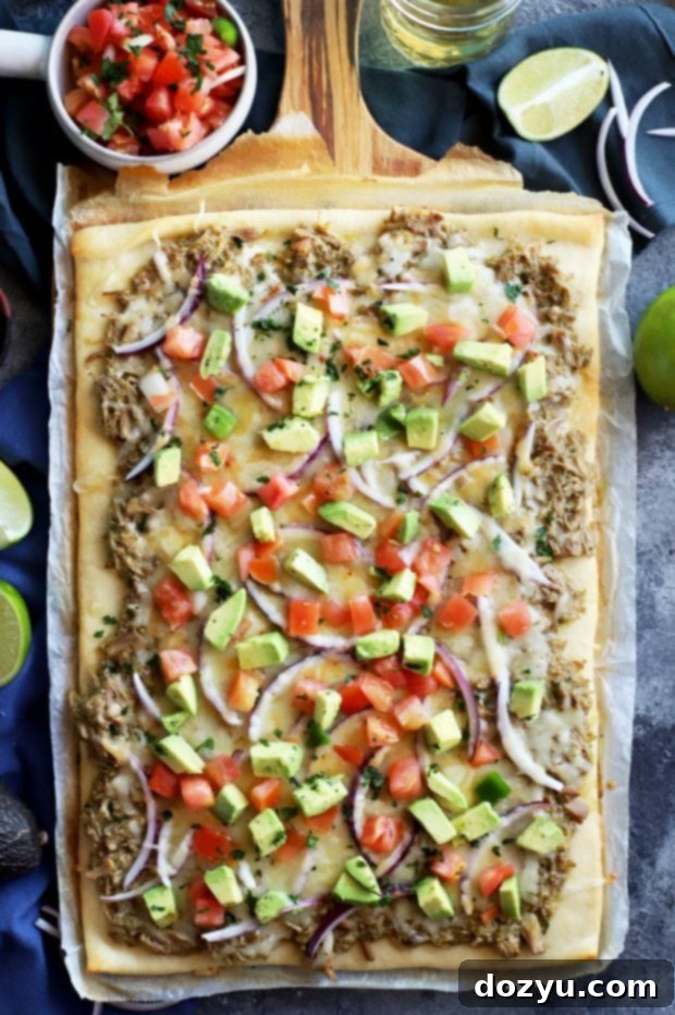 Kitchen tools and ingredients for making Avocado Pulled Pork Flatbread.