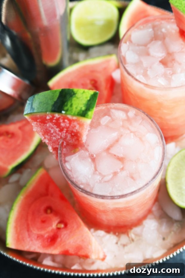 A Salted Watermelon Grapefruit Paloma cocktail glistening in the sunlight on a patio, ready for a relaxing summer evening.