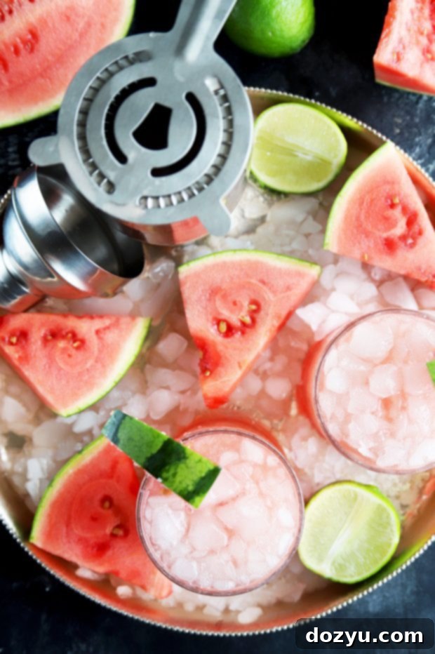 Salted Watermelon Grapefruit Paloma cocktail presented elegantly, highlighting its refreshing and sweet-tart profile.
