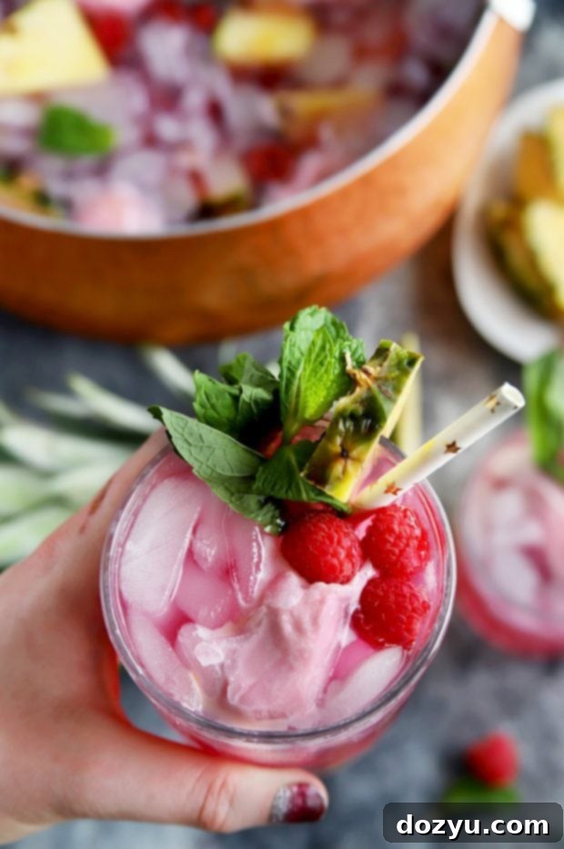 Black Raspberry, Mint, and Pineapple Sherbet Punch