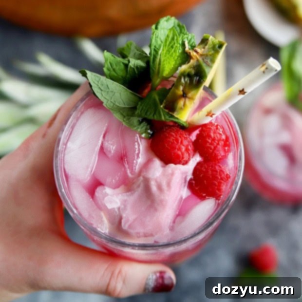Black Raspberry, Mint, and Pineapple Sherbet Punch