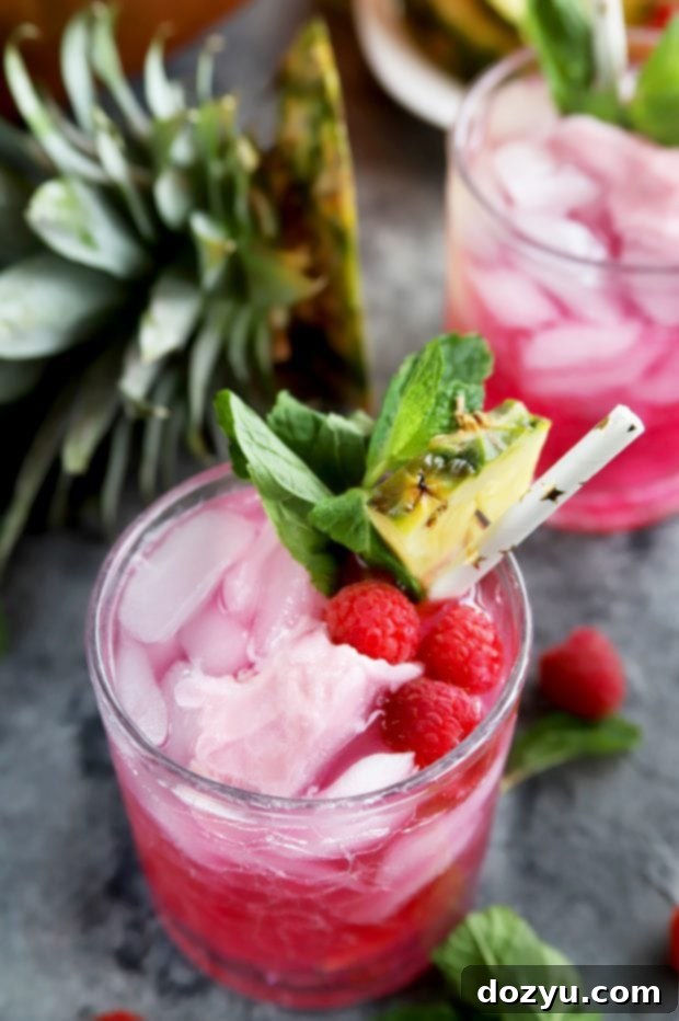 Black Raspberry, Mint, and Pineapple Sherbet Punch