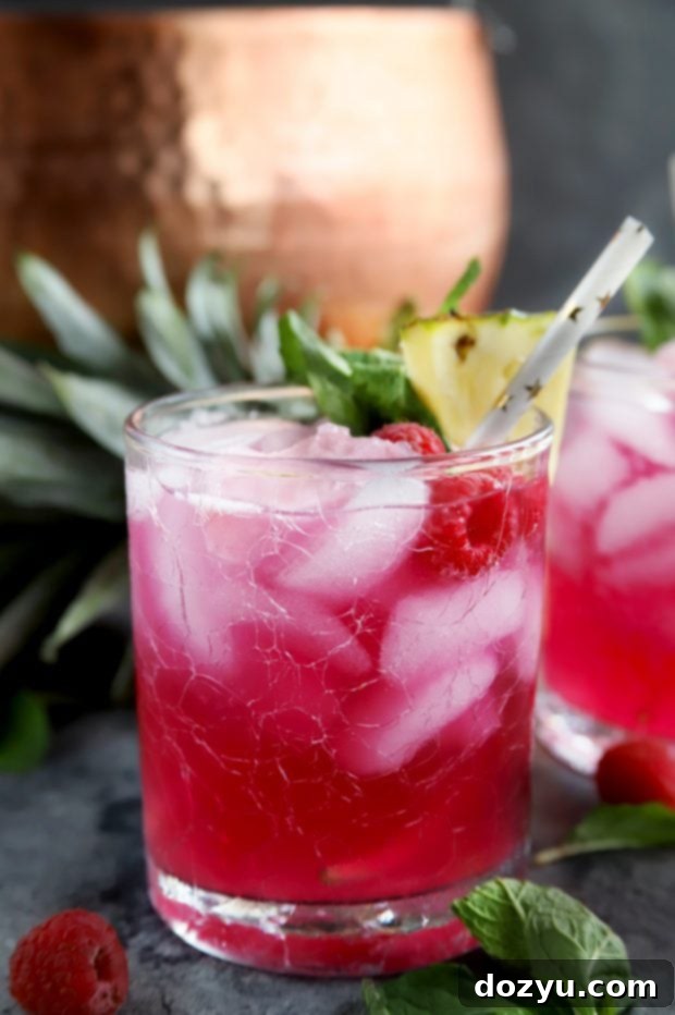 Black Raspberry, Mint, and Pineapple Sherbet Punch