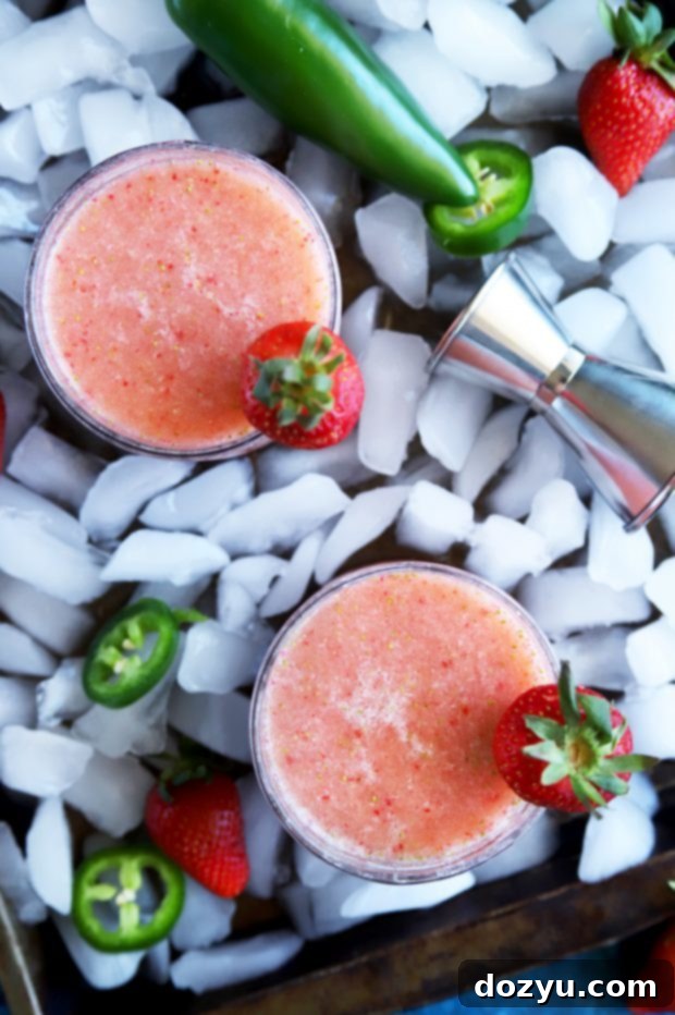 Strawberry Jalapeno Margaritas blended