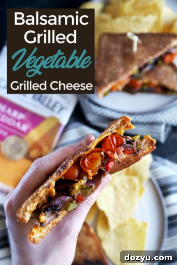 Balsamic Grilled Vegetables Grilled Cheese Pinterest image