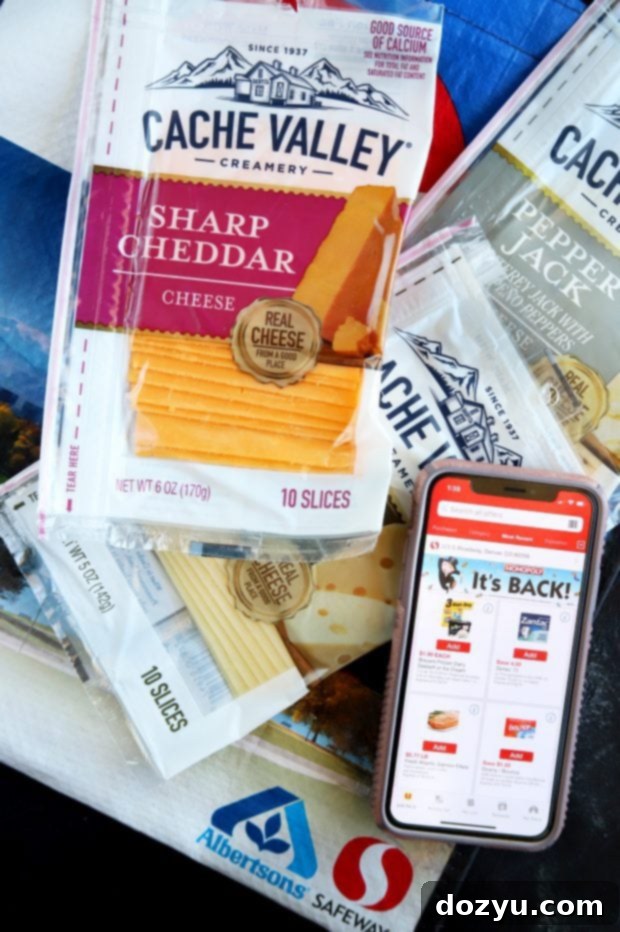 Cheese slices from Cache Vally Creamery and Safeway