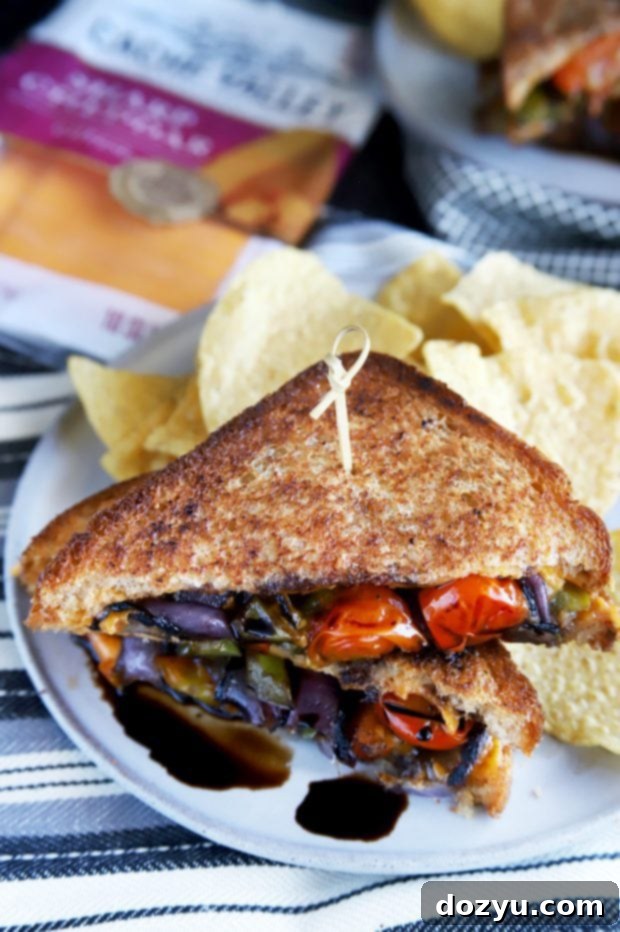 Gourmet grilled cheese sandwich with chips