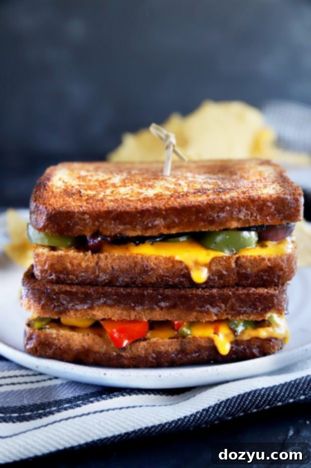 Stacked grilled cheese sandwiches