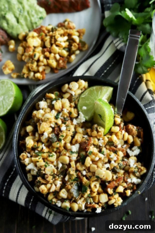 Corn salad in a serving bowl