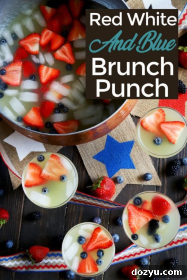 Patriotic Brunch Punch 11 Red White And Blue Brunch Punch Pinterest image, featuring a vibrant punch with berries