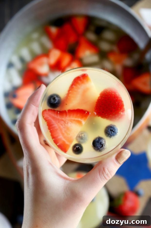Patriotic Brunch Punch 3 Refreshing patriotic cocktail recipe for July 4th brunch