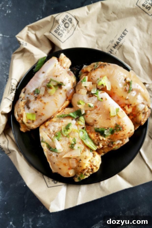 Pollo Asado Chicken Thighs from Sprouts, raw and marinated
