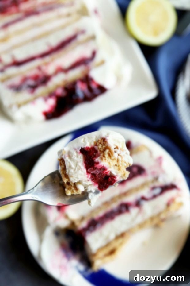 A spoonful of layered frozen dessert