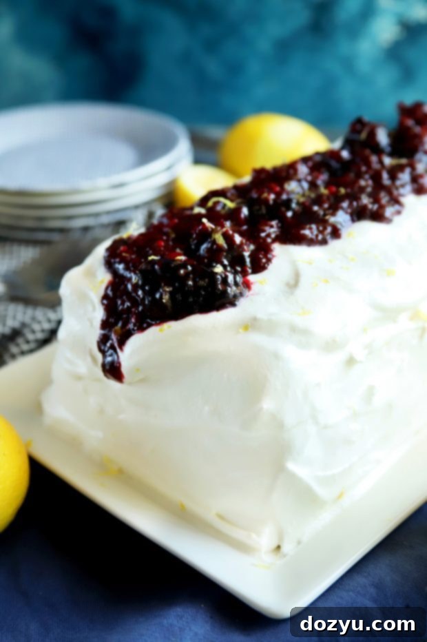 Blackberry Lemon Icebox Cake served for dessert