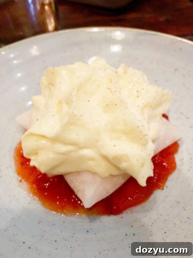 Exquisite ice cream-filled mochi with apricot, strawberry, and amaretto zabaglione from Fulton Market Kitchen.