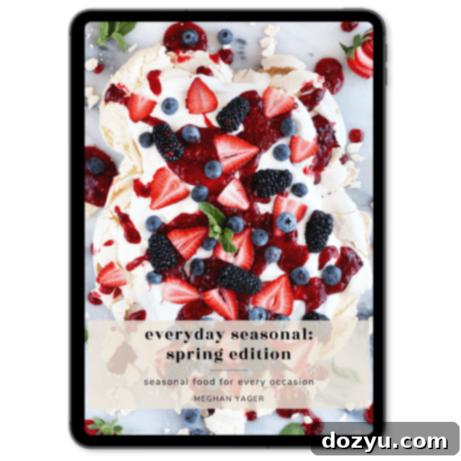 Digital image of the Everyday Seasonal Spring Edition cookbook displayed on an iPad.