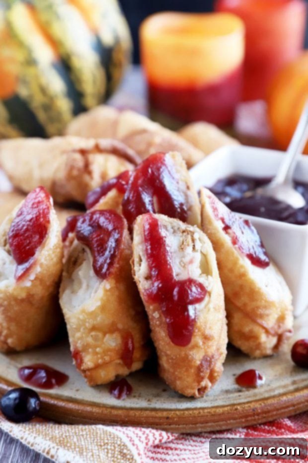 Thanksgiving leftover egg rolls on a plate image