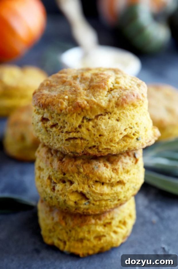 Stacked up pumpkin sage biscuits