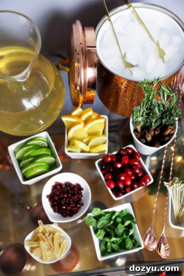 Your Festive Mule Cocktail Hub 4 Close up of festive garnishes for a holiday bar cart