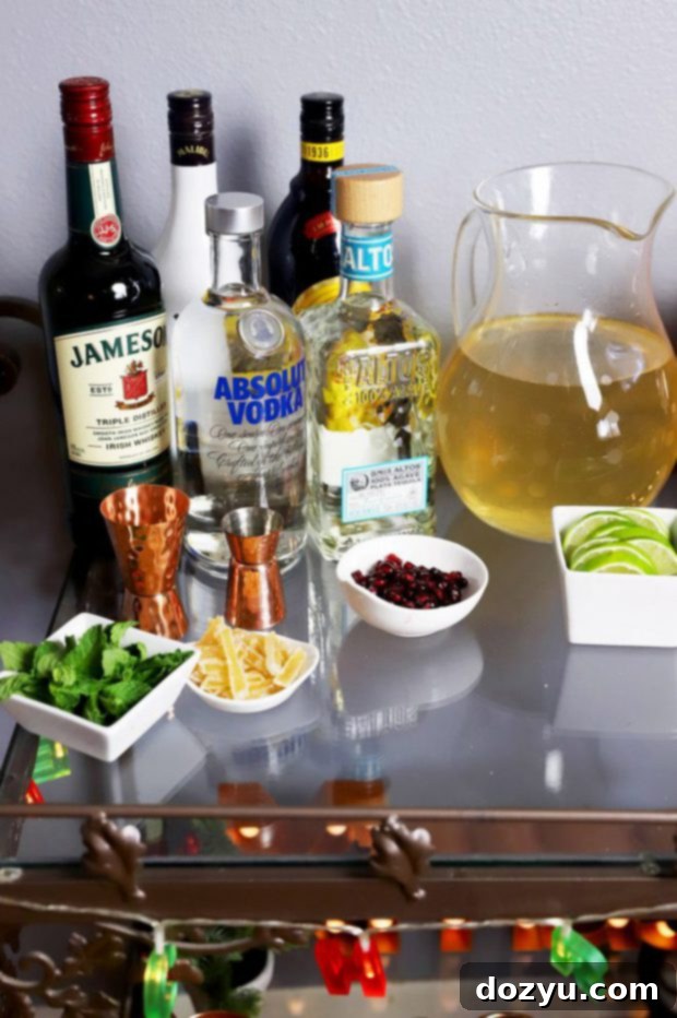 Your Festive Mule Cocktail Hub 9 Festive bar cart with an array of Moscow mules and garnishes