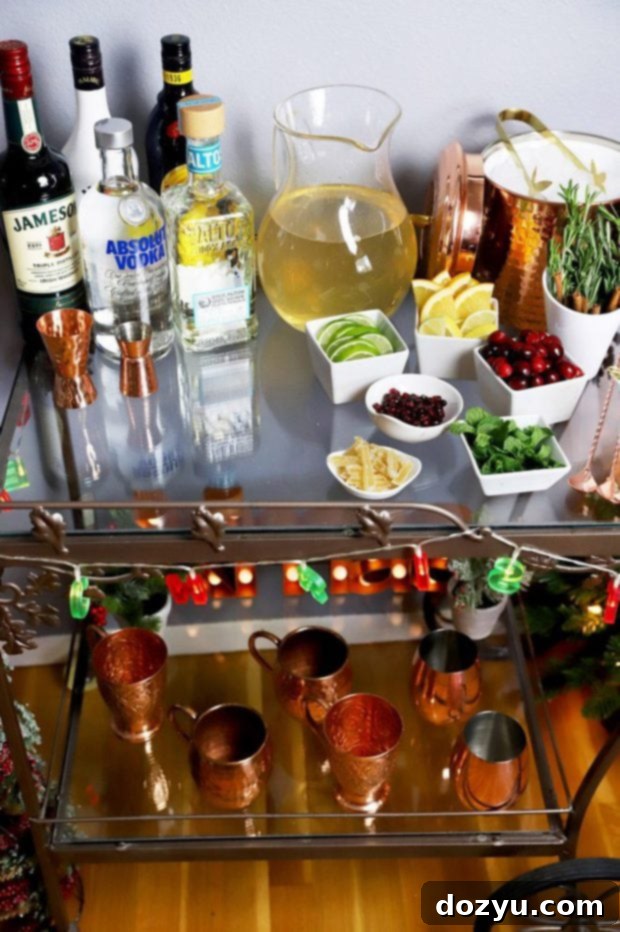 Your Festive Mule Cocktail Hub 10 Organized festive mule bar cart ready for holiday parties