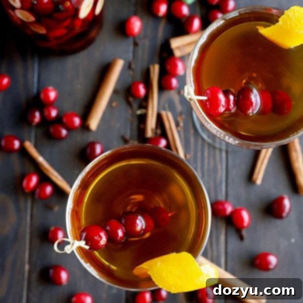 Cranberry spice Manhattan cocktail thumbnail image, a festive holiday drink