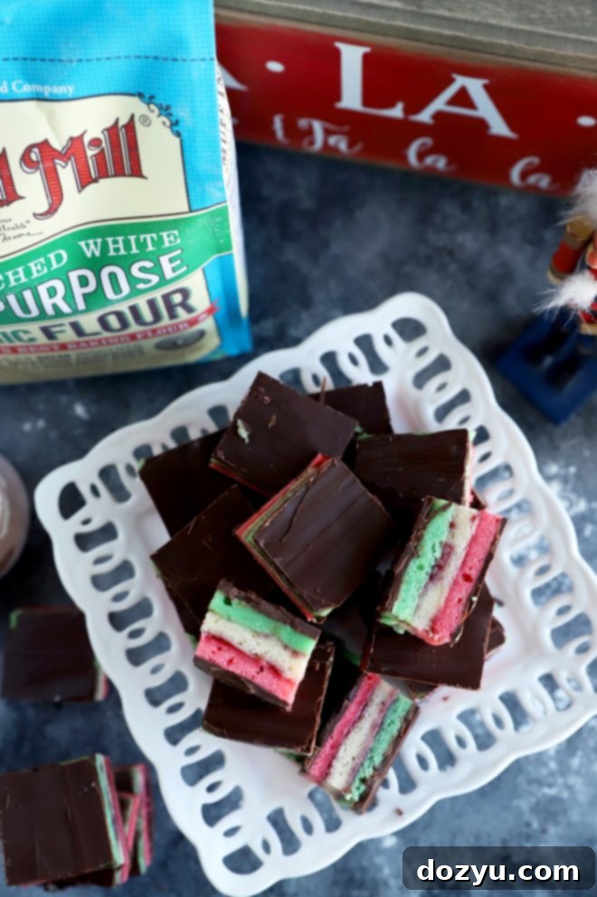 Italian Rainbow Cookies 6 Italian Rainbow Cookies ready for chilling and cutting