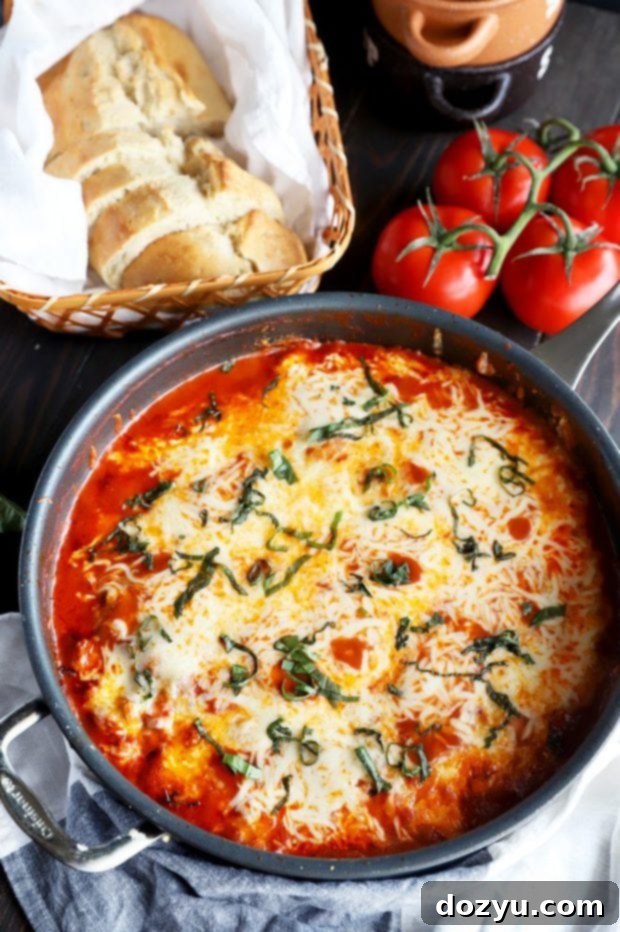 Cheesy skillet with gnocchi and meat sauce photo