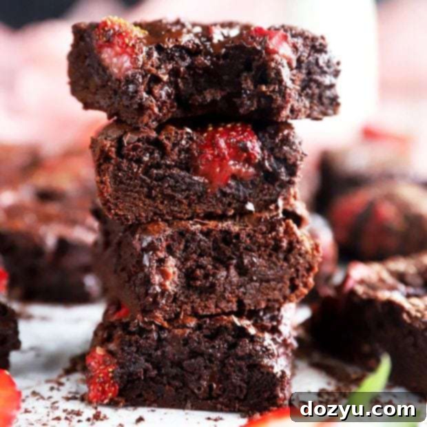 Velvet Berry Chocolate Brownies 9 Thumbnail image of chocolate covered strawberry brownies, a perfect blend of chocolate and fruit
