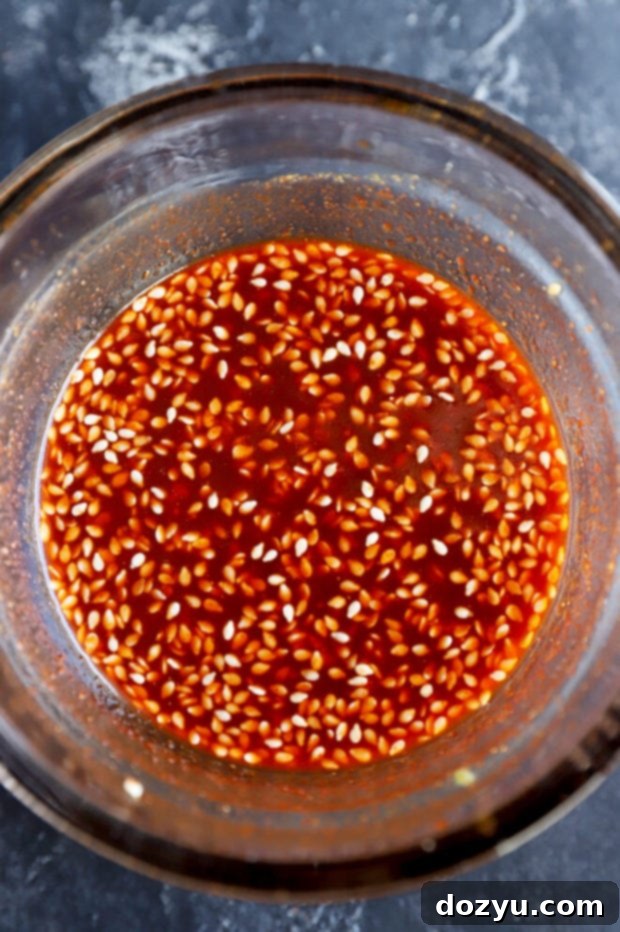 Overhead picture of Korean sauce ingredients in bowls
