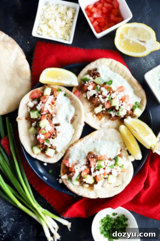 Overhead photo of Greek pitas for dinner
