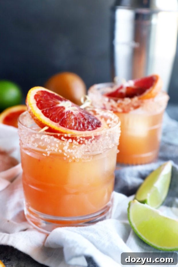 Side photo of blood orange margarita