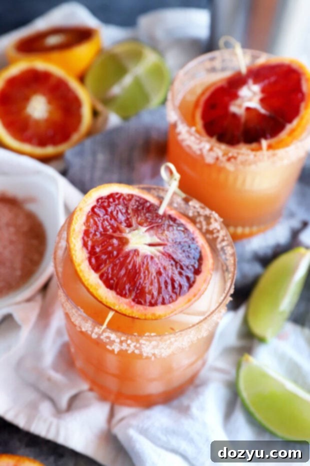 Side photo of spicy blood orange margarita