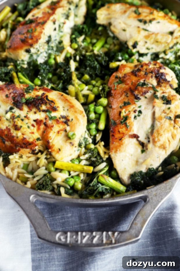 One-Pan Lemon Goat Cheese Stuffed Chicken with Spring Orzo 5 Side photo of lemon goat cheese stuffed chicken