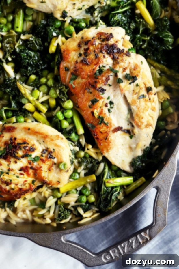 One-Pan Lemon Goat Cheese Stuffed Chicken with Spring Orzo 8 Chicken and spring orzo image