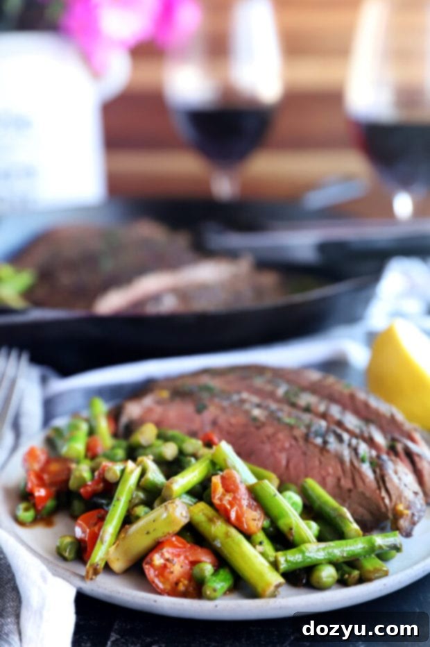 Steak and vegetables on a plate with flowers image