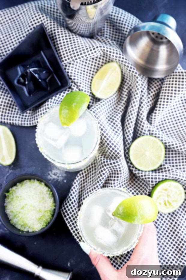Overhead photo of limeade margaritas 