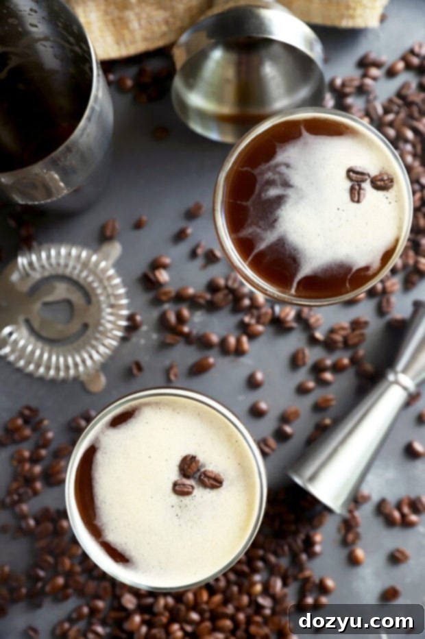 The Velvet Jolt 4 Overhead photo of espresso martinis
