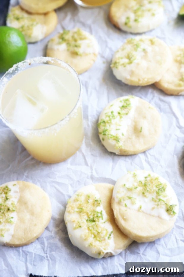 Side photo margarita cookies with margarita