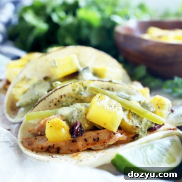 Sheet Pan Pineapple Chipotle Chicken Tacos with Jalapeño Sauce thumbnail