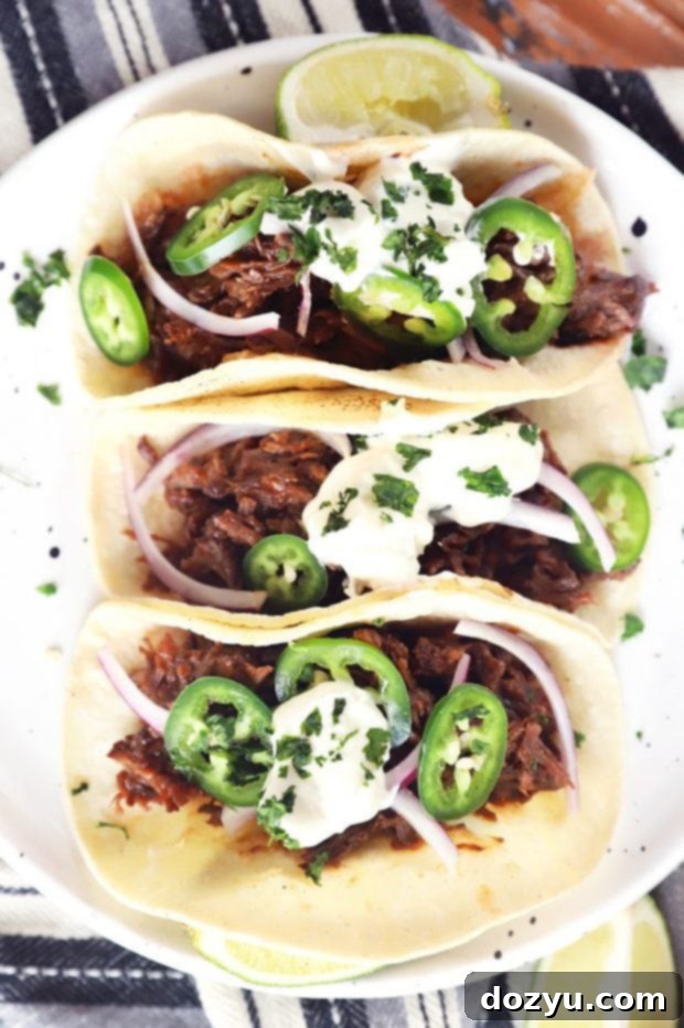 Overhead picture of BBQ short rib tacos, showcasing vibrant colors and fresh toppings