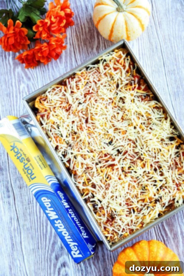 Casserole dish covered with Reynolds Wrap Non-Stick Foil