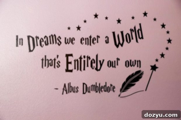 Close up view of the Harry Potter nursery, showcasing subtle magical details and a cozy ambiance.