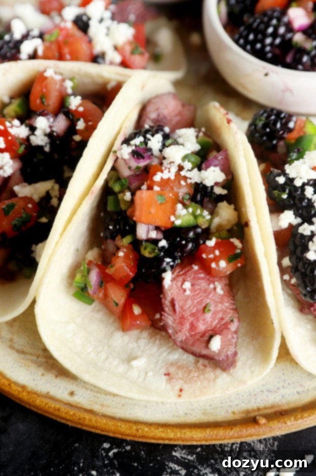 Blackberry steak tacos image
