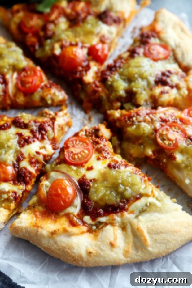 Image of grilled salsa verde pizza