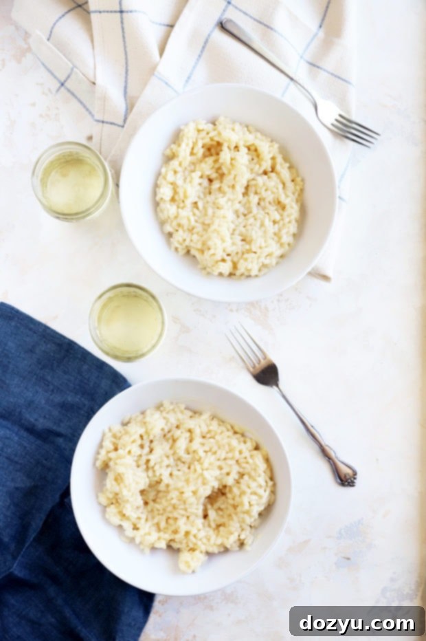 Overhead image of bowls of risotto
